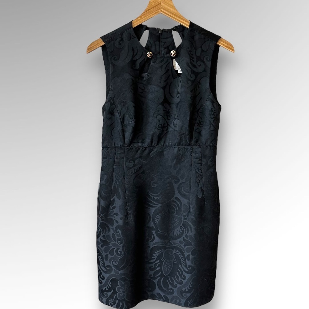 Milly of New York Womens Black Paisley Embossed Cutout Neckline Dress Sz 8